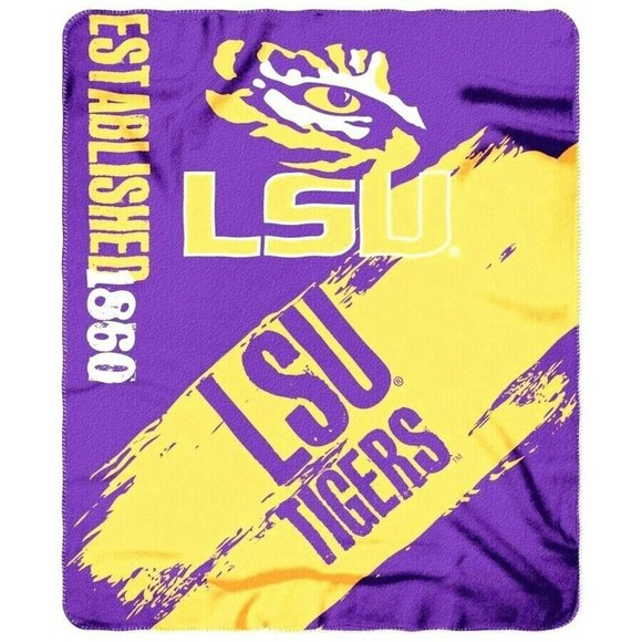 LSU TIGERS LOUISIANA STATE UNIV TEAM BLANKET FLEECE SOFT THROW NCAA LICENSED - Picture 2 of 2